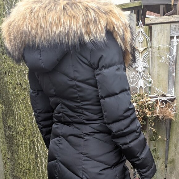 NB Series by Nicole Benisti Duck Down Puffer Jacket Size XS Raccoon Fur Collar - Picture 3 of 6